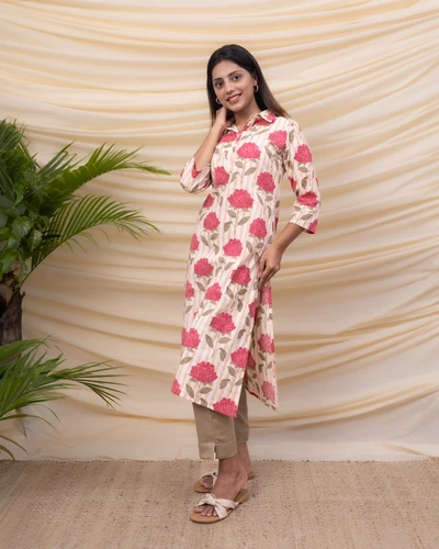 Pink Striped Pattern Kurta