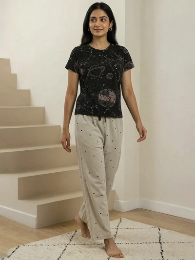 Cosmic Soft Cotton Pyjama Set For Women