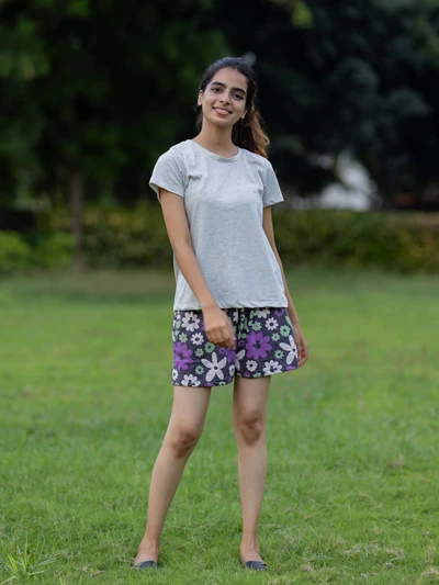 Purple Dreams Soft Cotton Shorts Set
