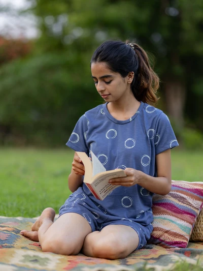 Breezy Blue Soft Cotton Shorts Set