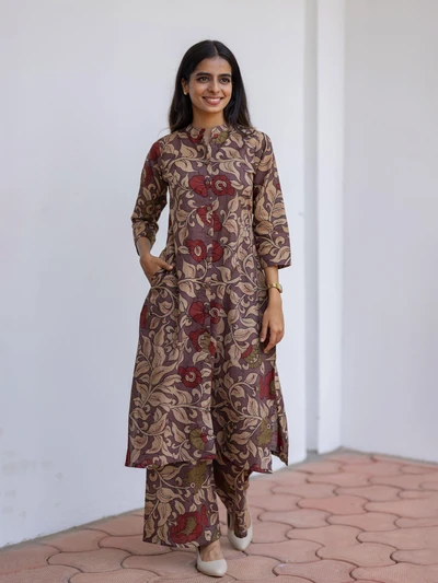 Pen Kalamkari Printed Cotton Co-ords