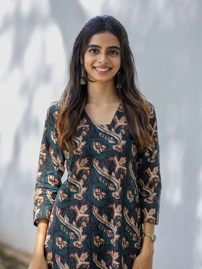 Green Ajrak Cotton Kurta