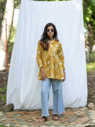 Yellow Floral Fall Short Top