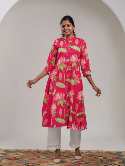 Pink Lotus Charm Cotton Kurta