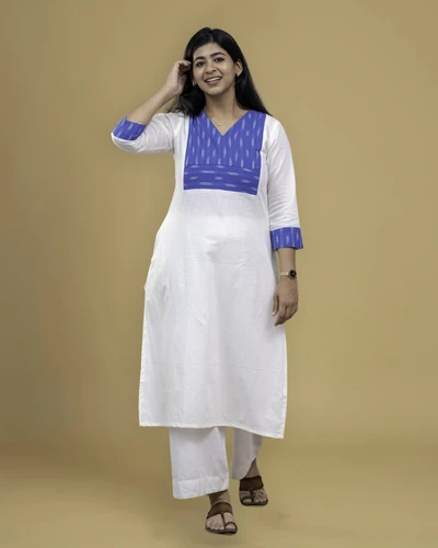 Blue Ikkat Offwhite Kurta