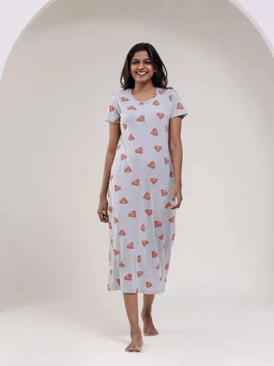 Grey Superman Soft Cotton Evening Dress