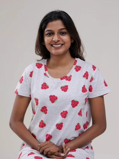 Cherry Soft Cotton Evening Dress