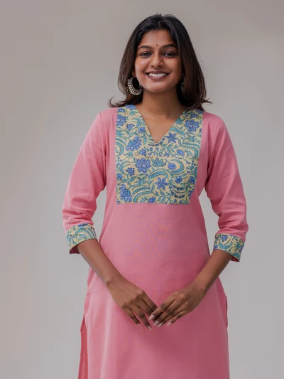 Soft Rose Pink Kalamkari Kurta