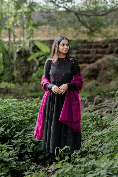 Black Purple Festive Suit Set