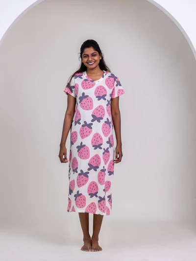 Pink Strawberry - Cotton Lounge Dress