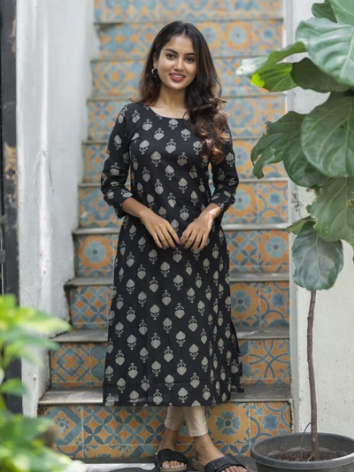 Black Spade Printed Kurta
