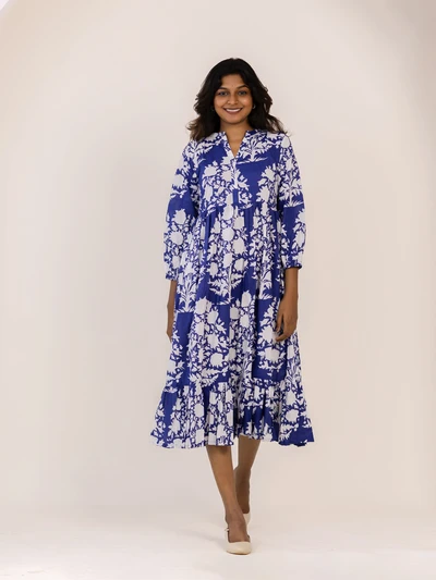 Indigo Bloom Printed Dress