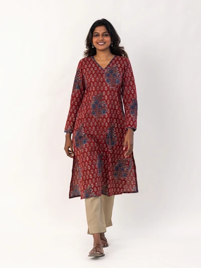 Crimson Meadow Patchwork Kurta