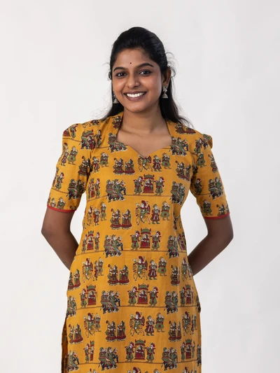 Mustard Doli Kalamkari Kurta
