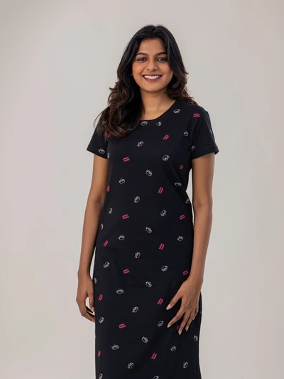 Black Fallen Angel - Cotton Lounge Dress