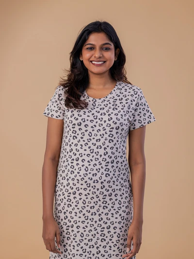 Leopard Print - Cotton Lounge Dress