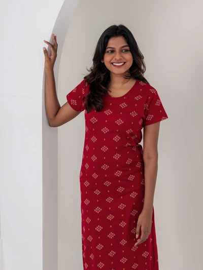 Red Diamond - Cotton Lounge Dress