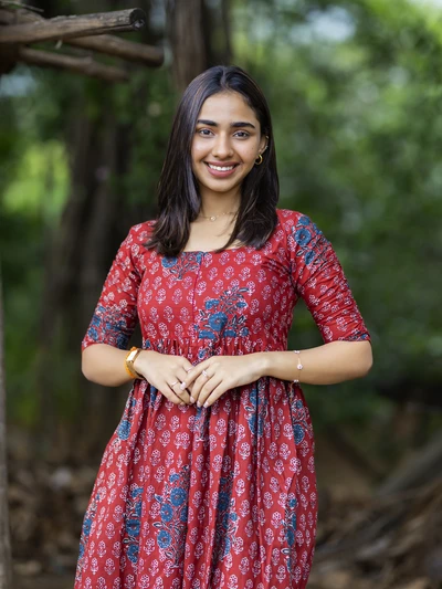 Crimson Blossom Maternity Dress