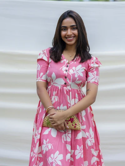 Pink White Floral Maternity Dress
