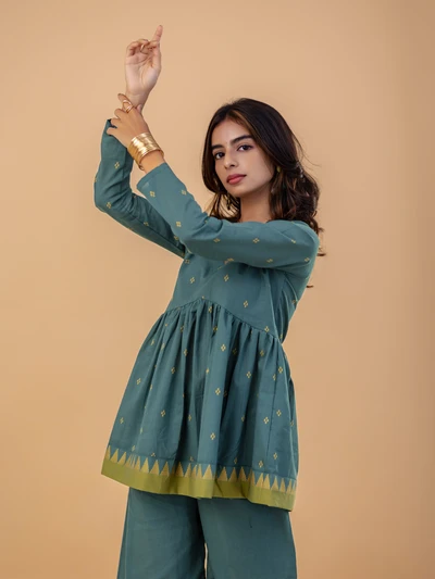 Green Vaira Peplum Top