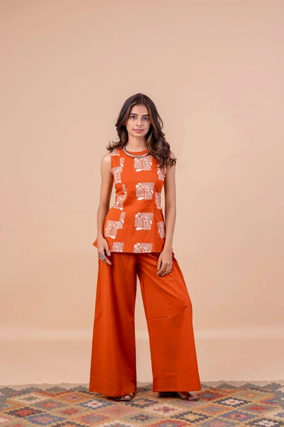 Aurelia Orange Peplum Co-ord Set
