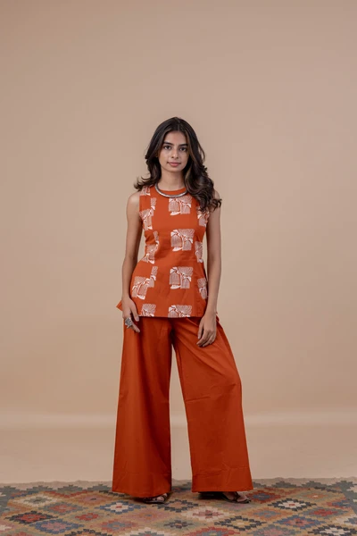 Aurelia Orange Peplum Co-ord Set