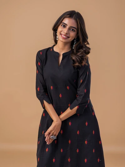 Black Petal Handloom Kurta Set