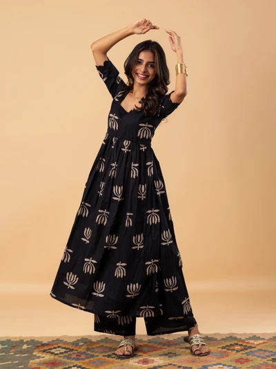 Black Lotus Anarkali Kurta Set