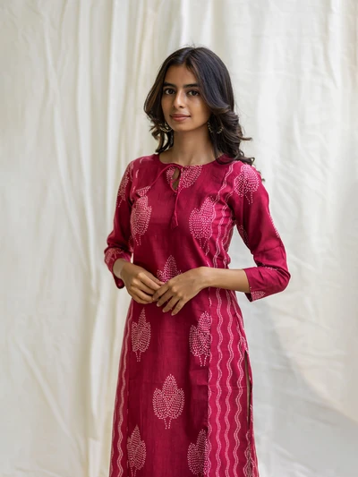 Ruby Pink Floral Kurta
