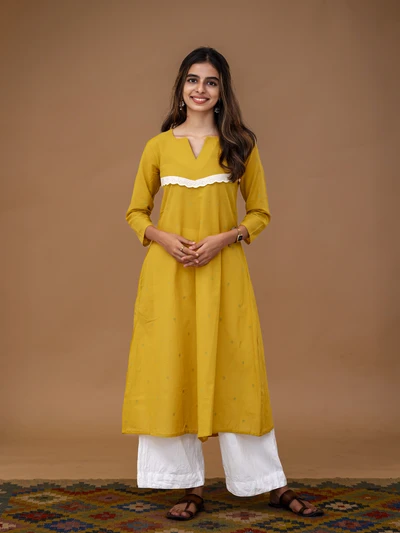 Amber Butta Lace Handloom Kurta