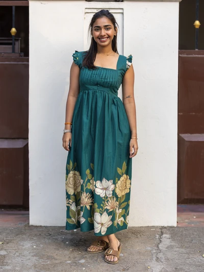 Teal Bloom Maternity Dress