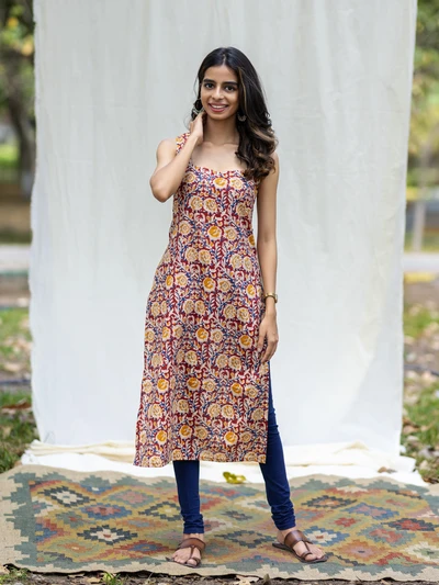 Red Kalamkari Kurta