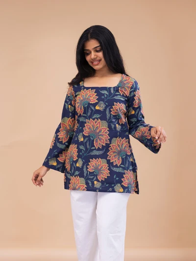 Blue Floral Short Top