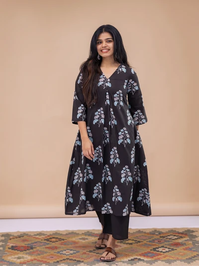 Block Printed A-Line Kurta Set