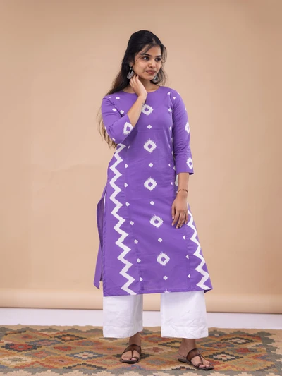 Lavendar Cotton A-line Kurta