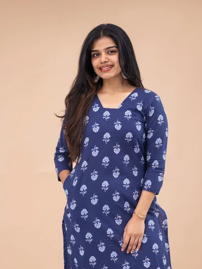 Indigo Floral Motif Kurta