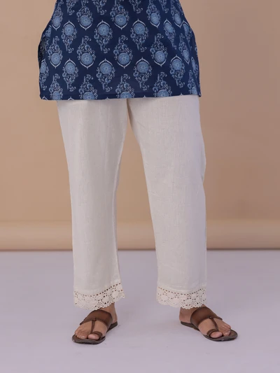 White Lace Hem Palazzo