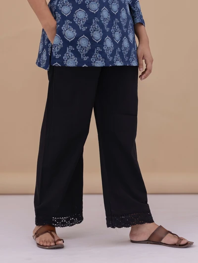 Black Lace Hem Palazzo