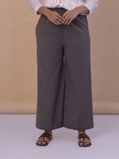 Grey Casual Cotton Pant