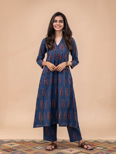 Blue Block Raaga Kurta Set