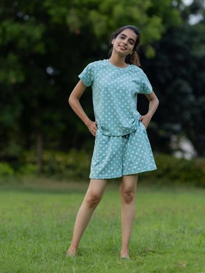 T-Shirt-Minty Polka Soft Cotton