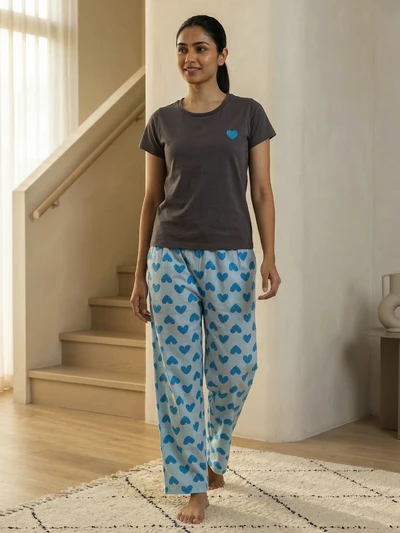 Night Pant-Blue Hearts Soft Cotton