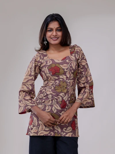 Floral Kalamkari Printed Short Top