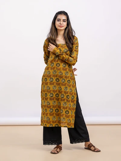 Cinnamon Floral Motif Kurta