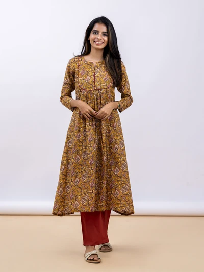 Autumn Ajrak Cotton Kurta