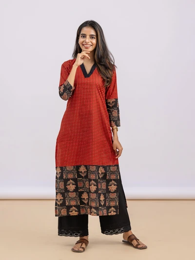Retro Polka Printed Kurta