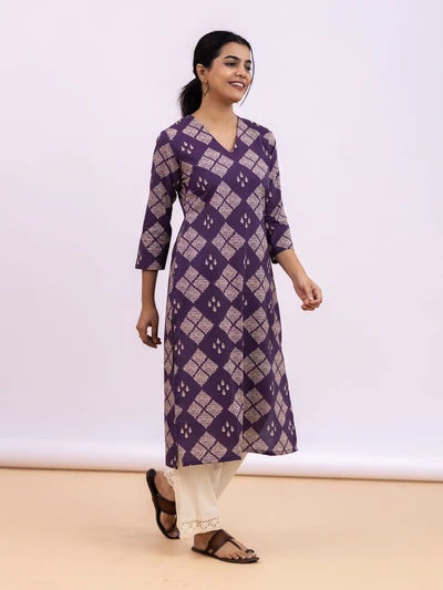 Purple Heritage Geometric Kurta