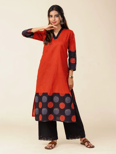 Retro Maroon Polka Kurta