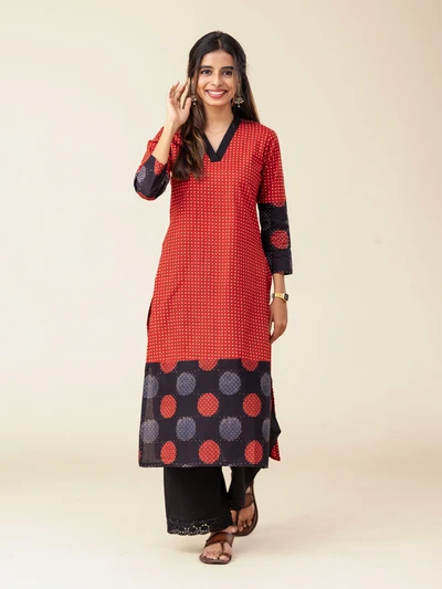 Retro Maroon Polka Kurta