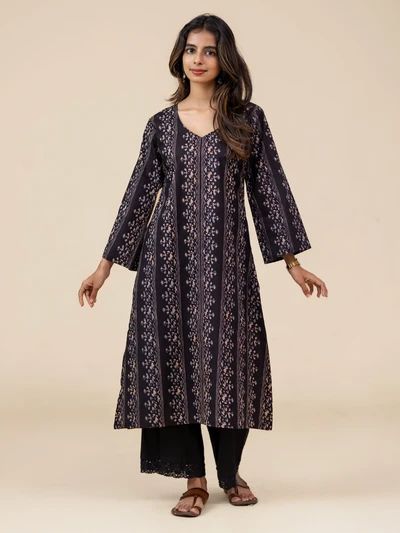 Black Stripe block Kurta